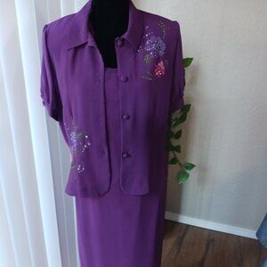 Karin Stevens 2pc plum dress, Size 12P